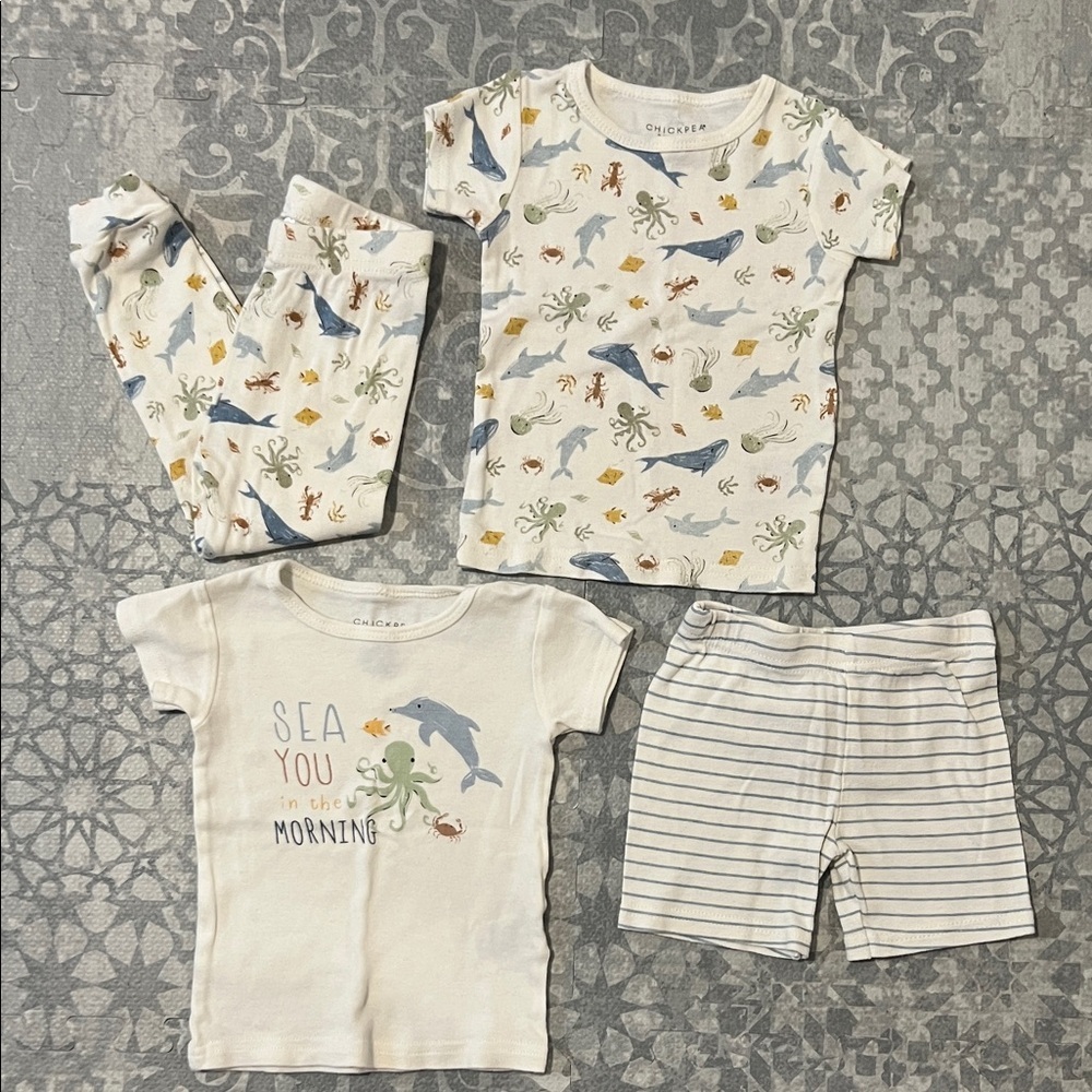 Chickpea Pajamas 4 Piece Set Sea Life 24m
